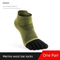 Lauko sportui skirtos penkių pirštų kojinės iš merino vilnos, didelis elastingumas ir komfortas, kroso bėgimo kojinės, trumpos, drėgmę sugeriančios sportinės kojinės L žalia