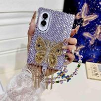 Dėklas Samsung Galaxy Z Fold 8 Ultra 7 6 5 4 3 su Blizgančiais Cirkoniais 3D Nuimama Karoliukų Apyrankė Atsparus Smūgiams Dangtelis Prabangūs Moteriški Telefono Bamperiai for Samsung Z Fold4 violetinė
