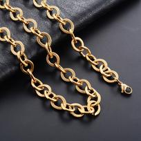 Embossed Stainless Steel Chunky Necklace Waterdrop Link Oval Chain for Men Punk Hiphop Boy Women Heavy Choker Metal Jewelry 20cm Bracelet black