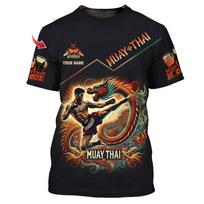 Cool New Muay Thai Graphic T-shirt For Men 3d Print Tiger Dragon Graphic Personality Custom Name T Shirt Summer Gym Fitness Tee XXS black