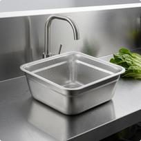 Kvadratinis nerūdijančio plieno praustuvas, tvirtas komunalinis kriauklės dubuo maisto ruošimui ir 24CM Solid Basin