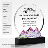Colorful Crystal Trophy for Rock Climbing & Retirement Commendation Custom Engraving - Rock Climbing Trophy