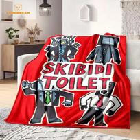 Skibidi Toilet Funny Flannel Blanket Flannel Warm Blanket Adults Printed Coverlet Man Cave Sofa Camping Decor Christmas Gift 100x150cm
