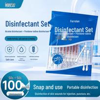 Jodo vatos tamponėliai: 50 vienkartinių, lūžtančių, sterilizuojančių servetėlių bambos valymui ir dezinfekcijai Direct factory source - bulk pricing available blue