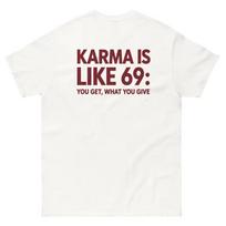 Funny Karma Is Like 69 Text Print T-and kids tshirt Men Humor Slogan Short Sleeve Trendy Pure Cotton Loose Casual Streetwear Top 100 brown