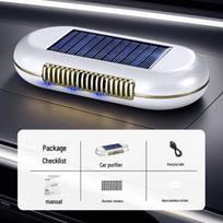 Solar Car Air Purifier: Auto-Start, Long Battery, No Consumables, Negative Ions gray