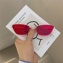 Triangle sunglasses, retro cat-eye sunglasses, make small faces look slimmer A3 brown