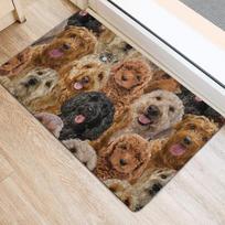 Mielas Goldendoodle šuo, sudėtas durų kilimėlis, žavingas šuniuko kilimėlis šunų mamai dovanoti, žavingas prieangio pasitikimo kilimėlis šunų mylėtojams 40x120cm