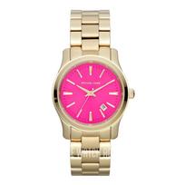MICHAEL KORS Runway Women's Quartz Watch pink Dial gold-tone stainless steel Strap 38mm MK5801 rožinė