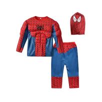 Vaikų Žmogaus-Žmogaus raumenų kostiumas Cosplay Helovino apranga Superherojus Kombinezonas su paminkštintais raumenimis Raudonos Mėlynos spalvos Rinkinys S red