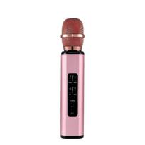 Portable Wireless Microphone Dual Speaker Karaoke Speaker Microphone  Live Performance rožinė