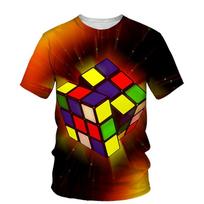 Rubiko kubo rašto 3D spausdinimo grafiniai marškinėliai vyrams Summer Trend O Kaklo trumpomis rankovėmis marškinėliai Hiphopo stiliaus laisvalaikio vyriški viršutiniai drabužiai L black