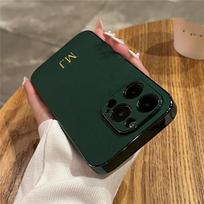 Asmeninis, pritaikytas vardo dėklas, skirtas „iPhone 14 13 12 11 15 16 Pro Max“ inicialų odinis minkštos dangos buferio dangtelis 16 15 Pro Max for iphone 16 Plus brown