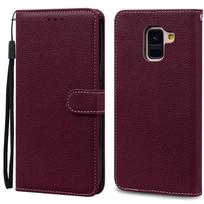 A8 Plus dėklas Samsung Galaxy A8 2018 dėklui A530F SM-A530F Piniginė Flip odinis dėklas Samsung A8 Plus 2018 A8+ A730F dangteliui A8 2018 A530F vyno raudonos spalvos