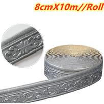 10 m / ritininis 3D sienų apdailos linijos grindjuostės kraštinės Lipnios vandeniui atsparios grindjuostės sienų lipdukas, skirtas kambario namų dekoravimui 8cm X 10m sidabro pilka spalva