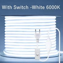 220V LED juosta vandeniui atspari su lęšiu COB lanksti juosta su jungikliu/reguliuojama EU kištuku kambariui, miegamajam, virtuvei, lauko sodo apšvietimui 2M With Switch šalta balta spalva