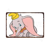 Skardinis ženklas Dumbo Metalinis plakatas Animacinis mielas skraidantis dramblys Skardiniai ženklai Metaliniai paveikslai Sienos meno lipdukai Namų dekoracija 20x30cm（7.8x11.8inch） beige