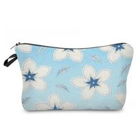 Women Flower Print Cosmetic Bag Toiletries Organize Travel Storage Case 6971 white