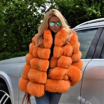 Moterų dirbtinio kailio paltai, mozaikiniai, purūs, šilti, žiemos viršutinė apranga, universalus ir madingas stilius XXXXL oranžinė