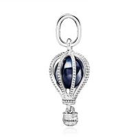 PANDORA 798064NMB Blue Hot Air Balloon Pendant and Dangle Silver Charm 798064NMB white