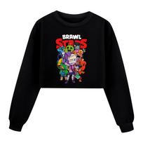 4094 Children Girls Fashion Brawl Stars Printed Casual Long Sleeves Round Neck Sweatshirt 170cm juoda