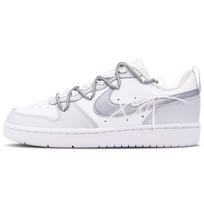 Nike Court Borough Low Leather Low top Skateboard Shoes Women's White Silver BQ5448-100(Team52-) 36 gray