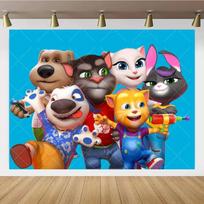 Animacinis Pasaulis Tomas ir Draugai Fonas Vaikų Gimtadienio Šventė Fotografijos Fonas Mielas Katės Plakatas Fotografavimo Rekvizitai Vaikų Dovana 180X150CM