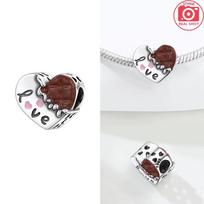 Dinner Plate Fork Knife Pink Dinner Plate Heart Puppy Authentic copper Bead Compatible With Bracelets Jewellery Acessory Women Diy Fine Gift white