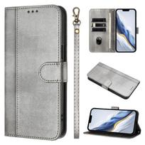 Wallet Flip Leather Case For Motorola Moto G53 G13 G23 G72 G32 G22 G200 G31 G41 G51 G10 G20 G30 Power 4G 5G Card Holder With Wrist Strap Cover Motorola Moto G10 Power pilka spalva