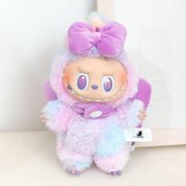 Labubu mielas rožinis zuikutis pliušinis kūdikio drabužių rinkinys su angelo velnio sparneliais DIY mados žaislas gimtadienio dovana No doll Only clothes pink