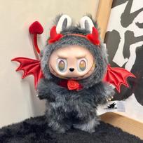 Labubu mielas rožinis zuikutis pliušinis kūdikio drabužių rinkinys su angelo velnio sparneliais DIY mados žaislas gimtadienio dovana No doll Only clothes