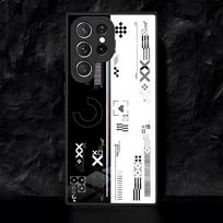 Šaunus „Printstream“ dėklas telefonui Samsung S26 S25 Edge Ultra 24 23 22 21 Ultra Plus Fe A55 56 15 4G 5G Stiklinis dangtelis Galaxy S24 black
