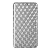 ZTE Blade A32 Magnetic Flip Leather Case with Card Slot and 3D Texture ZTE Blade A32 sidabras