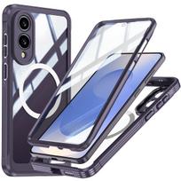360 Double Sided Protection for Samsung Galaxy S26 S25 Edge S24 Ultra S23 FE A56 A16 Case Tempered Glass Wireless Charging Case Galaxy S26 violetinė