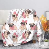 Mielas mopsas šuo flanelinis pledas minkštas lengvas pliušinis šiltas pledas ant sofos lovos stovyklavimui biuro kelionėms mergaitėms berniukams dovana 75x90cm