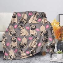 Mielas mopsas šuo flanelinis pledas minkštas lengvas pliušinis šiltas pledas ant sofos lovos stovyklavimui biuro kelionėms mergaitėms berniukams dovana 75x90cm