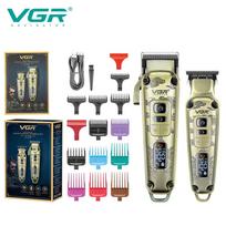 VGR V-643 High-end Men's Hair Clipper with Retro Metal Body, Professional Hair Trimmer with LCD Digital Display and Push Shear Home Razor Shaver auksas