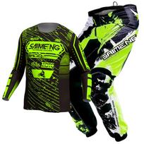 Vaikiški motokroso marškinėliai, kelnės, žali, juodi, 3, 4, 5, 6, 7, 8, 9, 10 metų, visureigių kostiumas, mėlynas, oranžinis, enduro, krosas, berniukas ir mergaitė. S-20 green