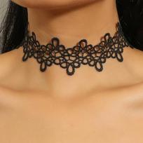 Classic Gothic Tattoo Lace Choker Necklace For Women Tassel Pearl Pendant Charm Necklaces Boho Jewelry Christmas Gift X079 juoda