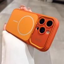 Sleek Frosted Magnetic Case for iPhone16/17 Pro Max - Solid Color for Men & Women iPhone 14 Pro orange