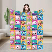 Animacinis mielas Gabby lėlių namelio pledas Kempingo flanelės pledas sofai, foteliui Super minkštas užtiesalas Gimtadienio dovana 75x90cm blue