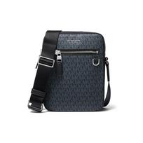 MICHAEL KORS shoulder bag Henry's classic old flower printed wide strap for commuting and travel, cowhide casual bag, crossbody bag, men's style, dark juoda