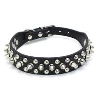 PU Dog Collar with Spike Rivet Adjustable Anti-Bite Pet Collars for Small Medium Large Dogs Bull Terrier Doberman Pinscher (Black,XS-advise 2-4.5kg) juoda