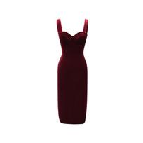 Sexy Spice Girls Suspender Dress with Chest Pad Golden Velvet Women's Summer New Slim and Skinny Buttocks Medium and Long Skirt L bordinė