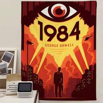 1984 George Orwell Movie Cartoon Tapestry Home Decoration Hippie Bohemian Decoration Divination Home Decor 100X150CM yellow