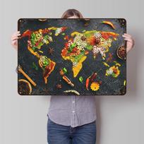 Spices World Map Metal Poster Custom Wall Art Retro Vintage Tinplate Signs for Man Cave Office Decor Home Decorations House Room 20x30cm（7.8x11.8inch）