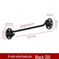 Juodas nerūdijančio plieno lango ir durų vėjo kabliukas su užrakto sagtimi Black Wind Hook 8" (201 Steel)