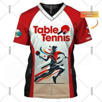 Table Tennis T Shirt For Men Clothes Quick Dry Ping Pong Short Sleeve O Neck T-Shirts Summer Sports Custom Name Tee Top Male M red