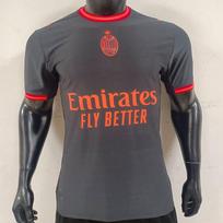 Mens Short Sleeve Football Jersey AC Away Kit Bamboo Fiber Performance Soccer Uniform Adult Fall Winter Medium black