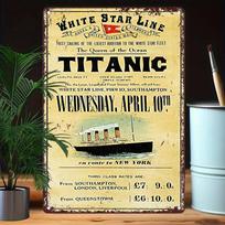 Vintažinis Baltas Star Line Titanic Metalinis Skardinis Ženklas Retro Vandenynų Karalienė Geležies Tapyba Sienos Menas Klasikinis Laivo Plakatas Plokštelė 20x30cm（7.8x11.8inch） beige